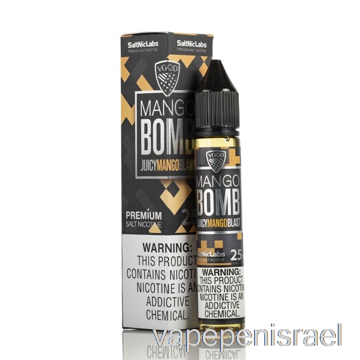 חד פעמי Vape Israel Mango Bomb - Vgod Saltnic - 30 מ"ל 25 מ"ג